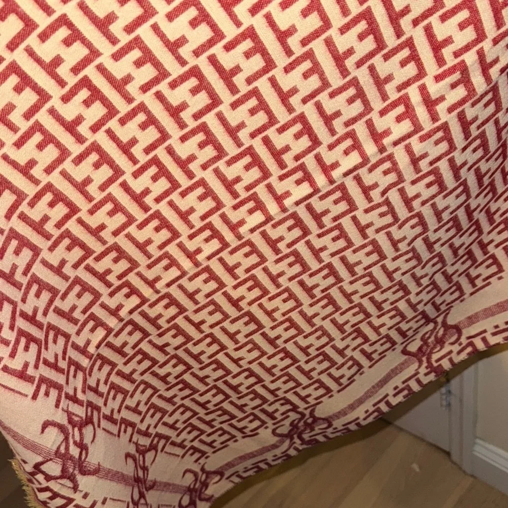 Red and White Patterned Scarf